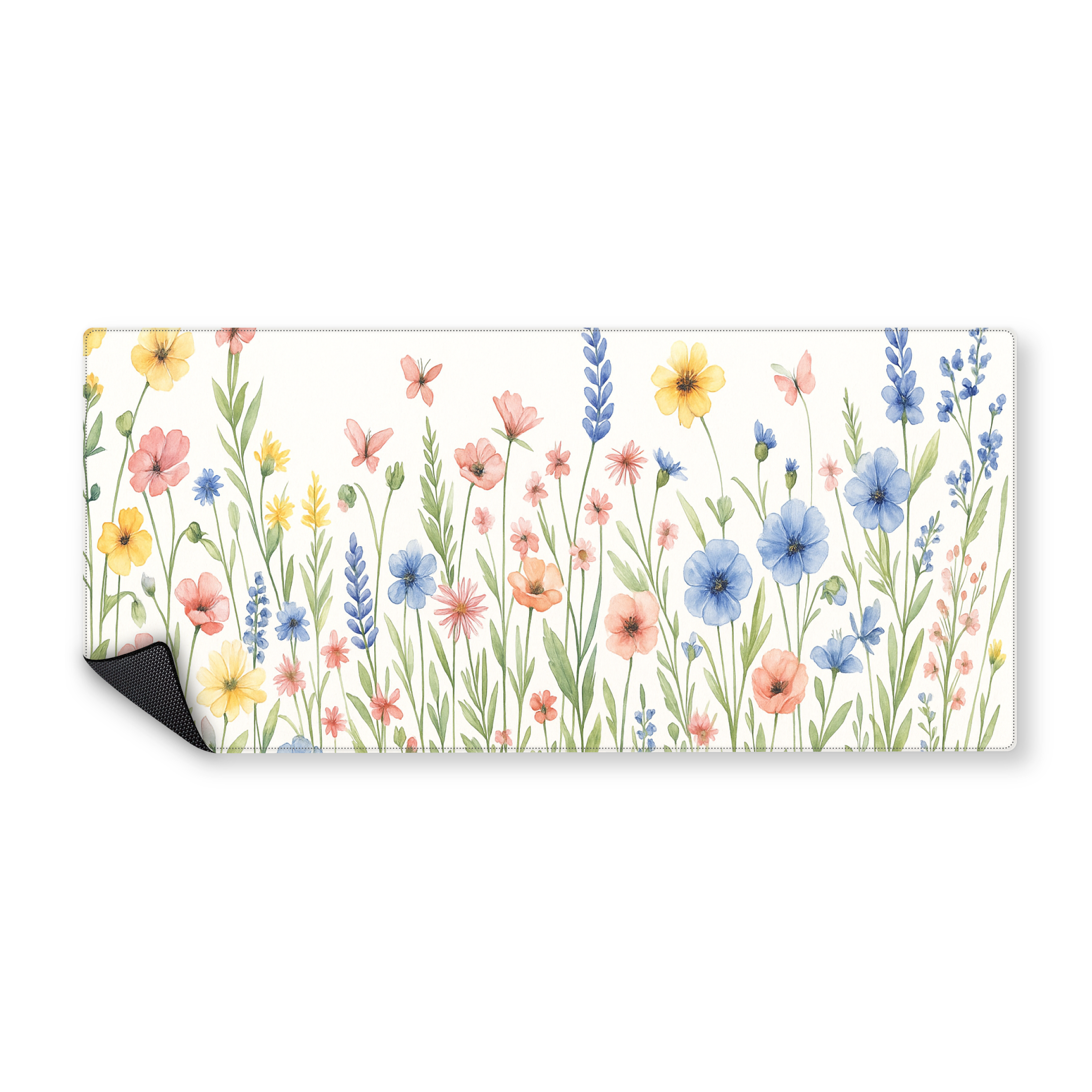 Mousepad Flores con fondo blanco 90x40 Classic | Custom
