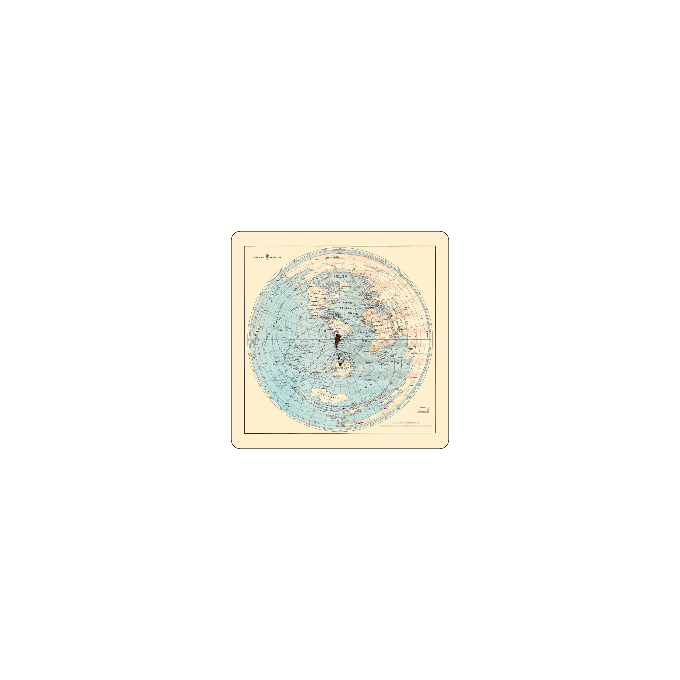 Mousepad Mapa Mundi Argentina 25x25 Classic | Custom