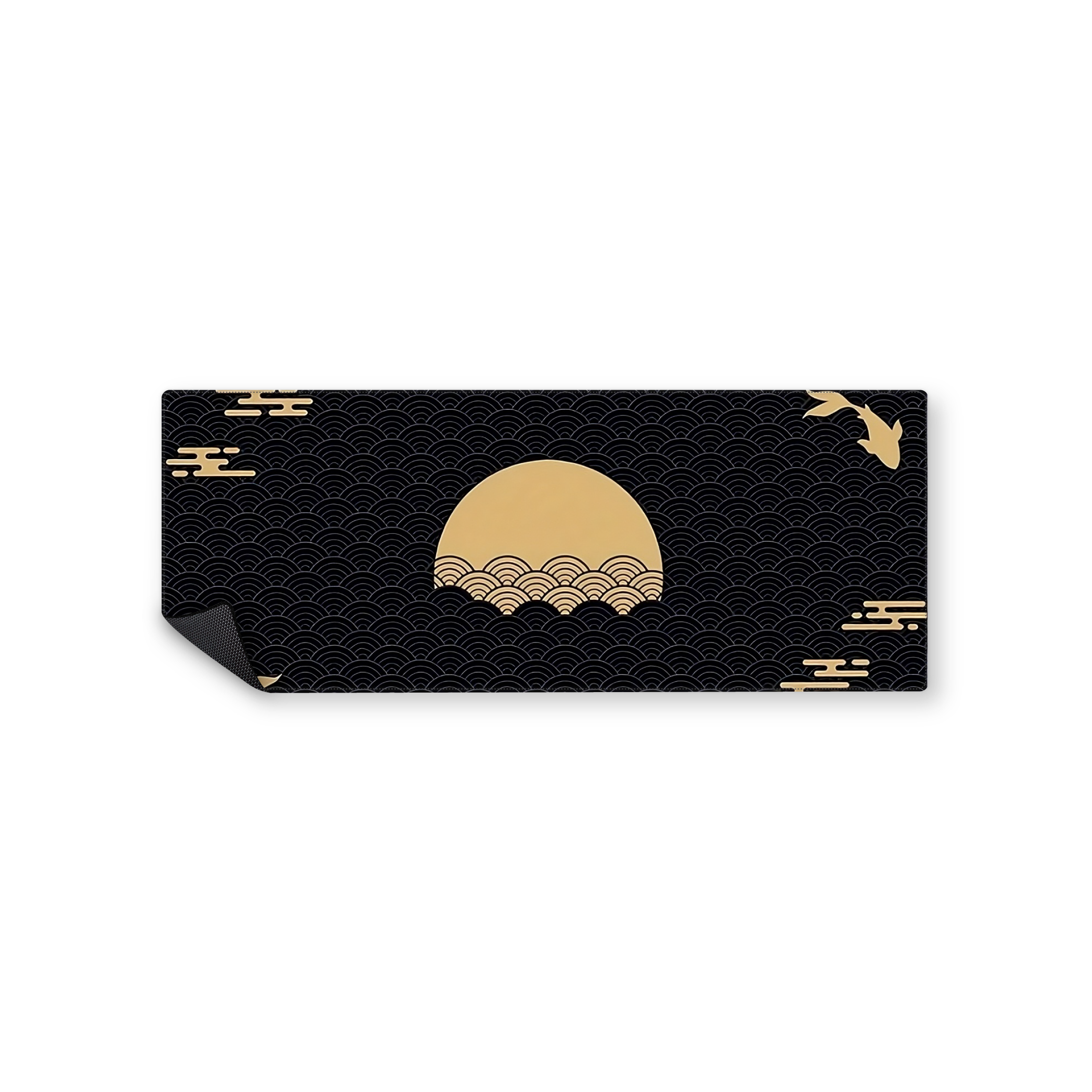 Mousepad Sol y peces negro y dorado 82x32 Classic | Custom