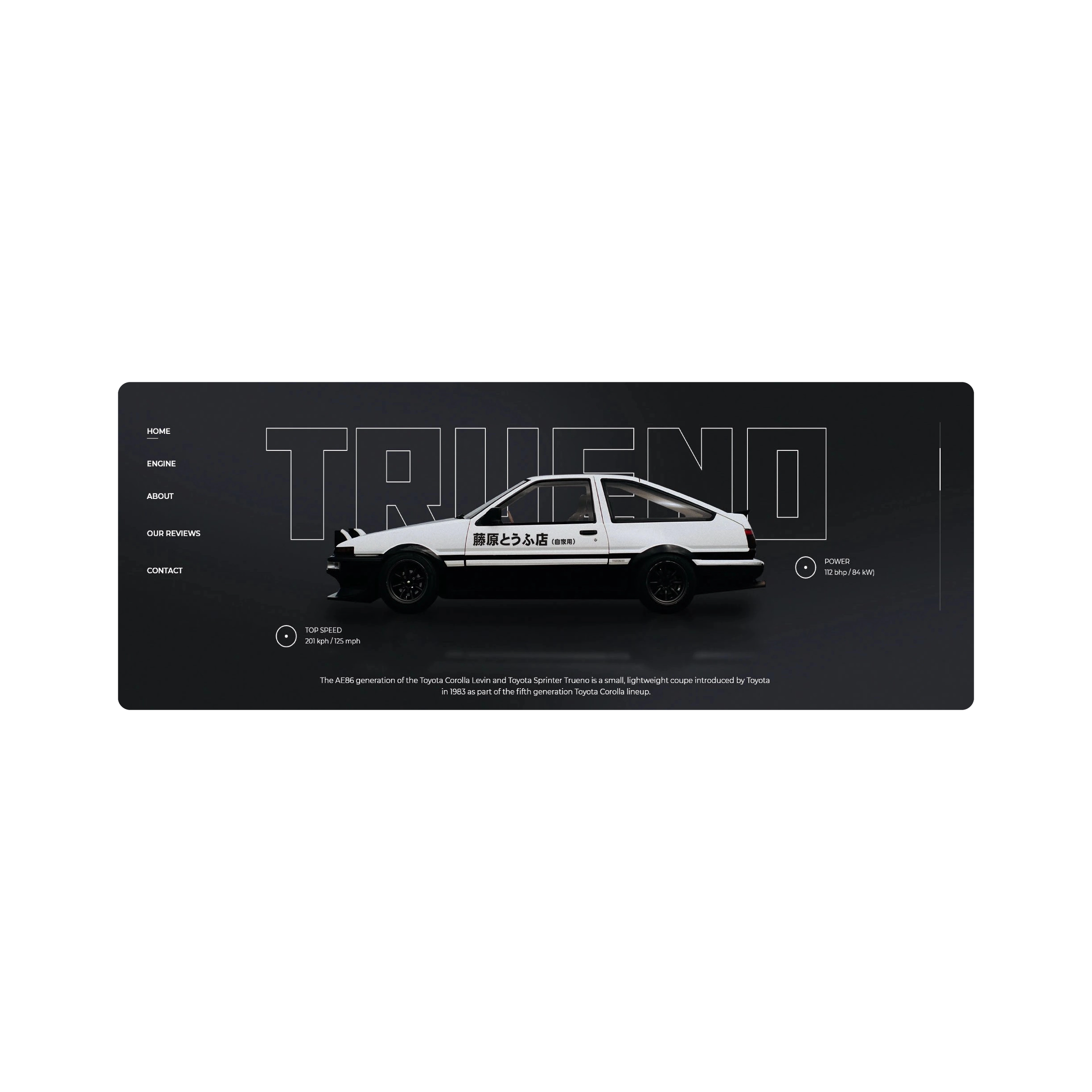 Mousepad Toyota AE86 Main Menu 80x30 Classic | Custom