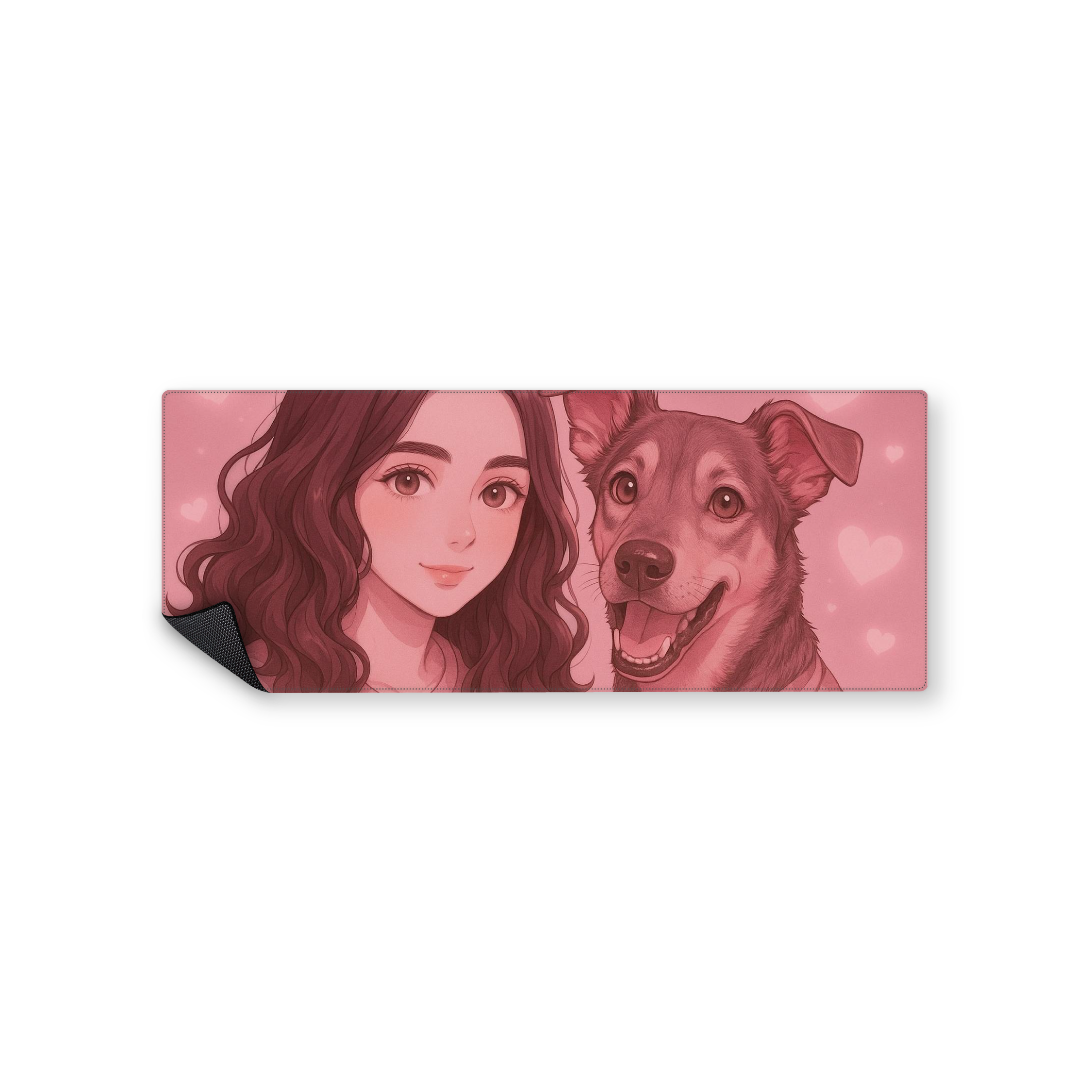 Mousepad rosa chica con perrito 82x32 Classic | Custom