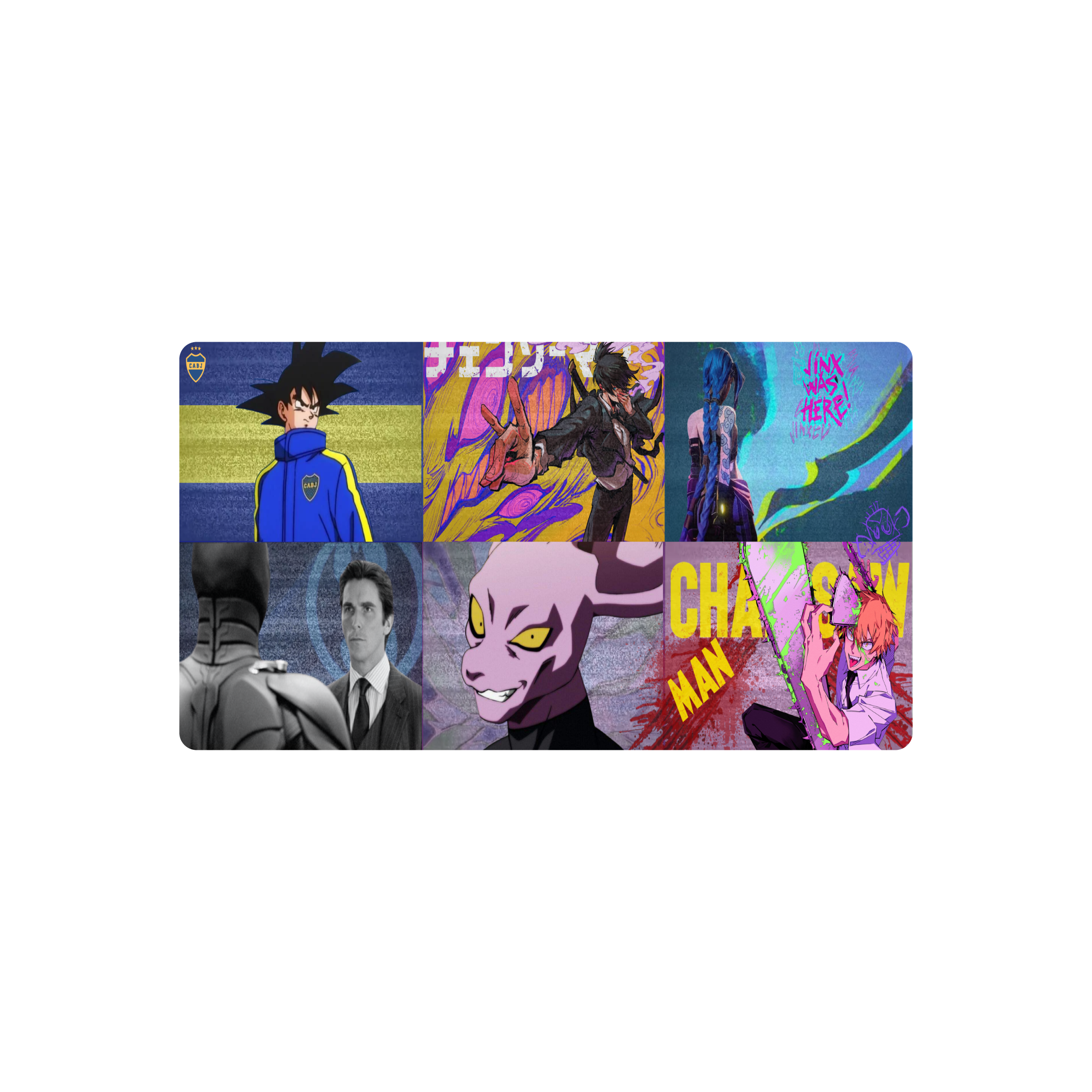 Mousepad Chainsaw Man X Dragon Ball X Jinx X Batman 67x37 Classic | Custom