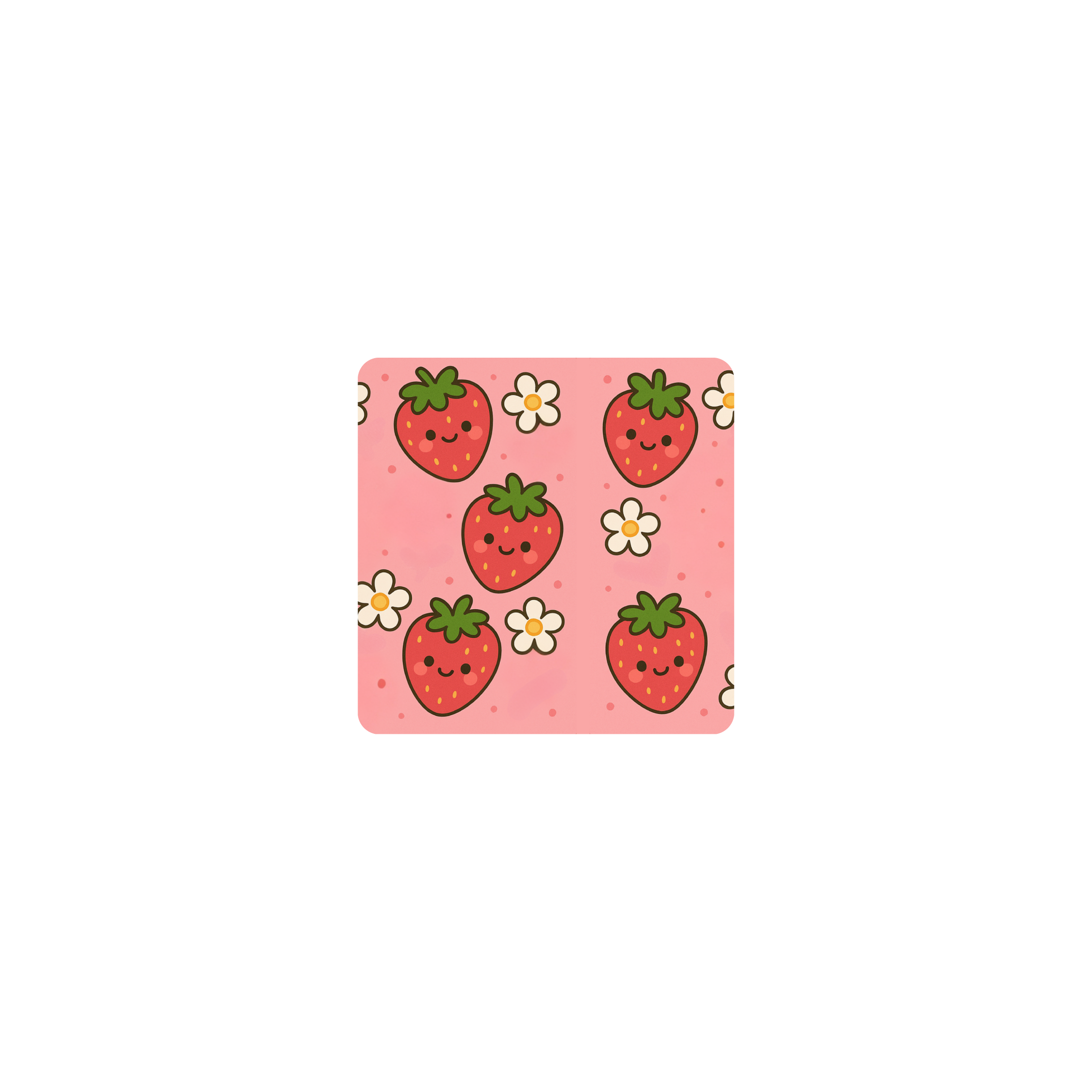 Mousepad Frutillas Flores Rosa 25x25 Classic | Custom