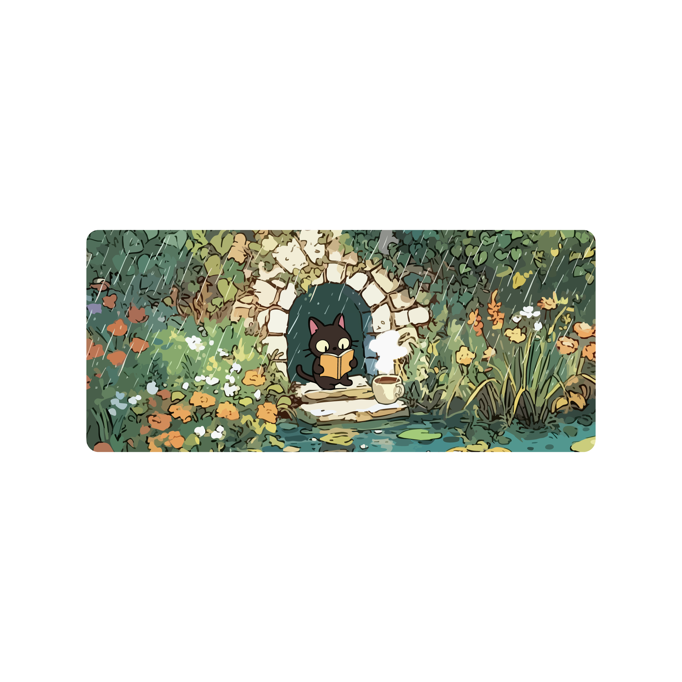 Mousepad Gatito leyendo 70x30 Classic | Custom