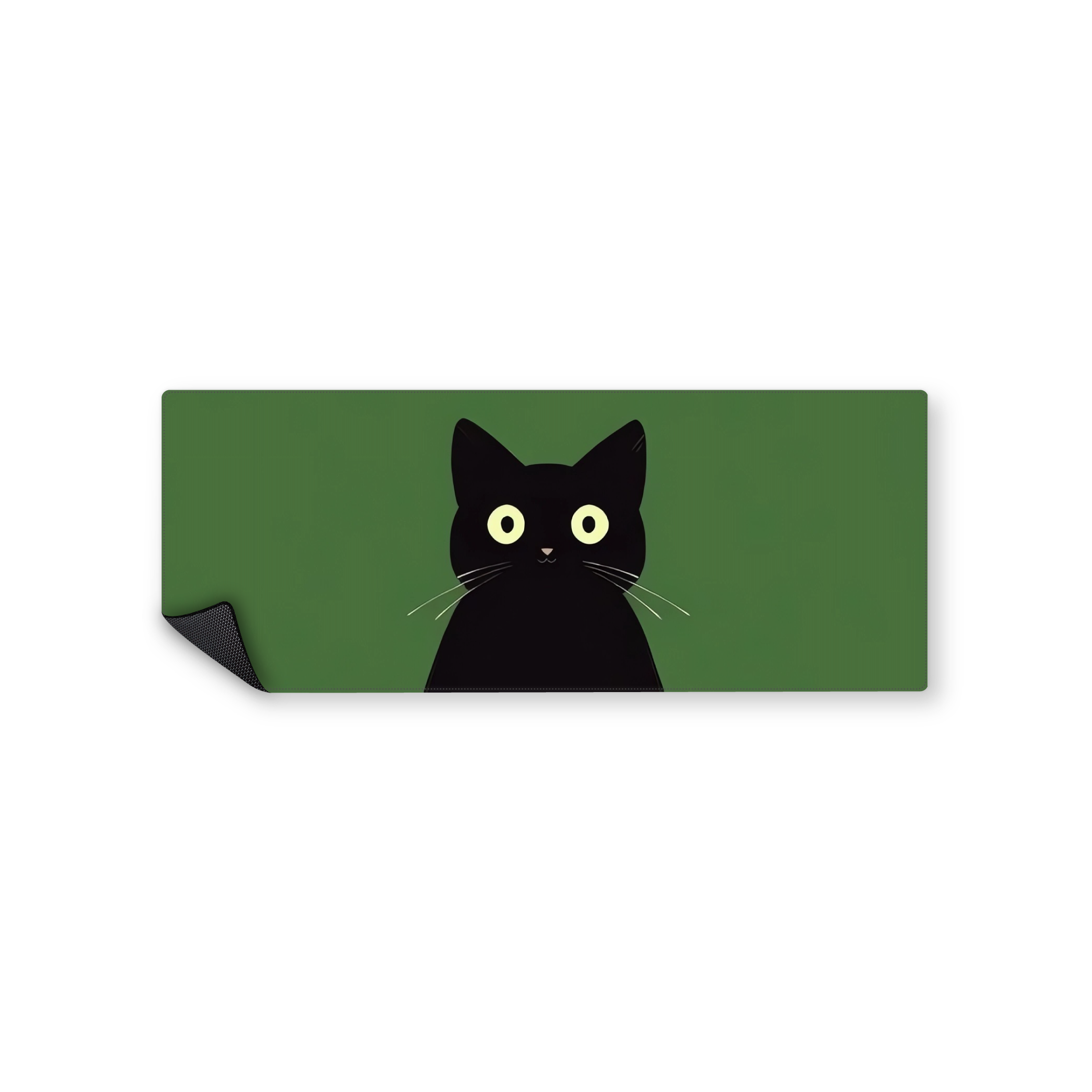 Mousepad Gato negro fondo verde 82x32 Classic | Custom