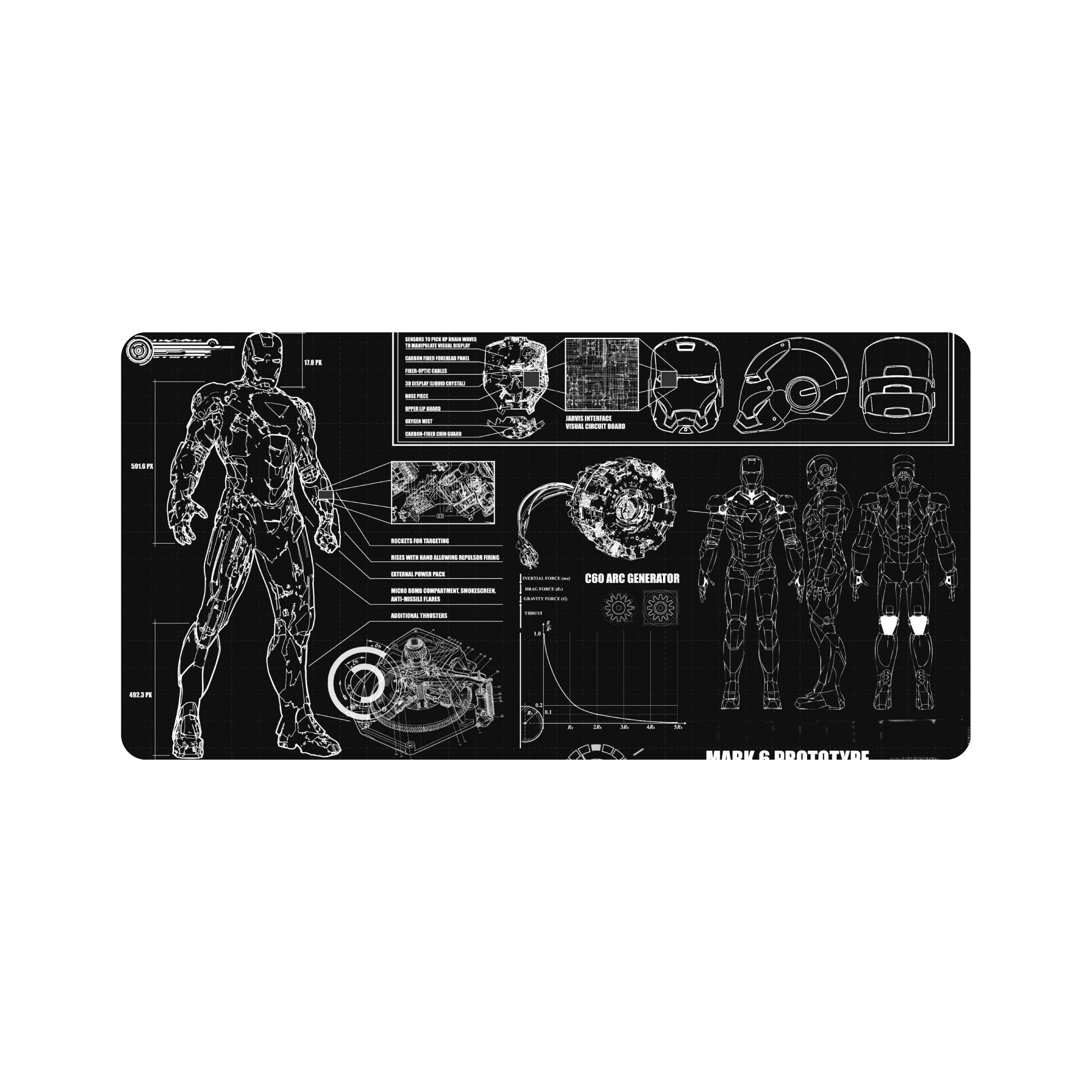 Mousepad IronMan Blueprint Pad 140x70 Classic | Custom