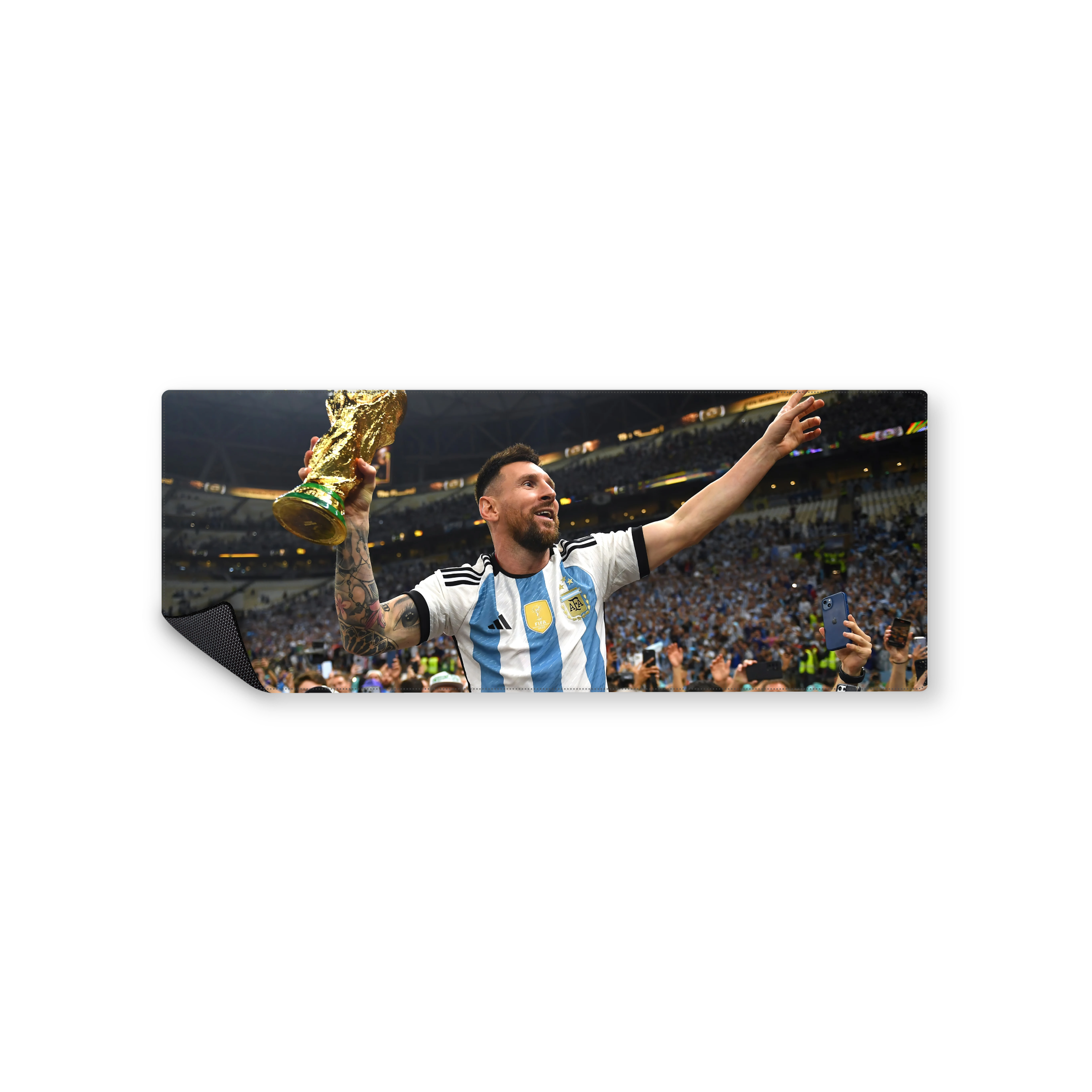 Mousepad Messi con la copa del mundo 82x32 Classic | Custom