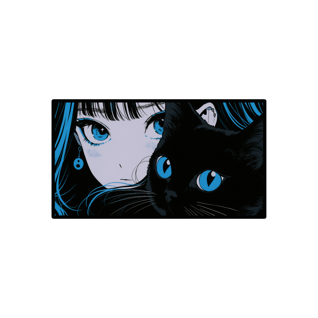 CHICA Y GATO AZUL