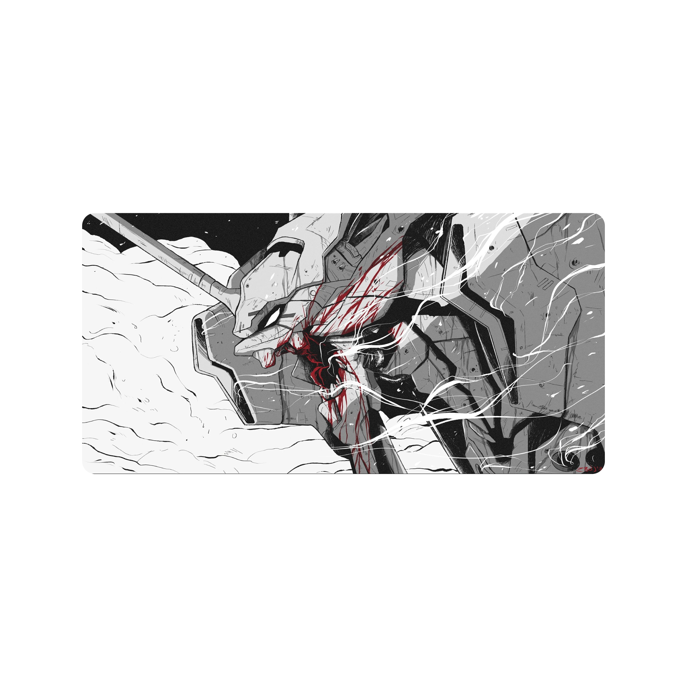 Mousepad NGE eva 01 Blanco y Negro 101x50 Classic | PERSONALIZAD