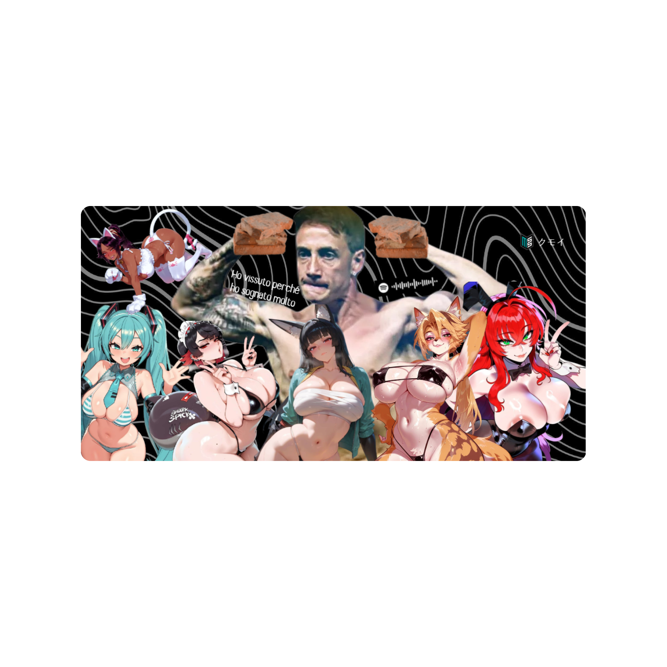 Mousepad gatitas lindas y papa mono 90x45 Classic | Custom